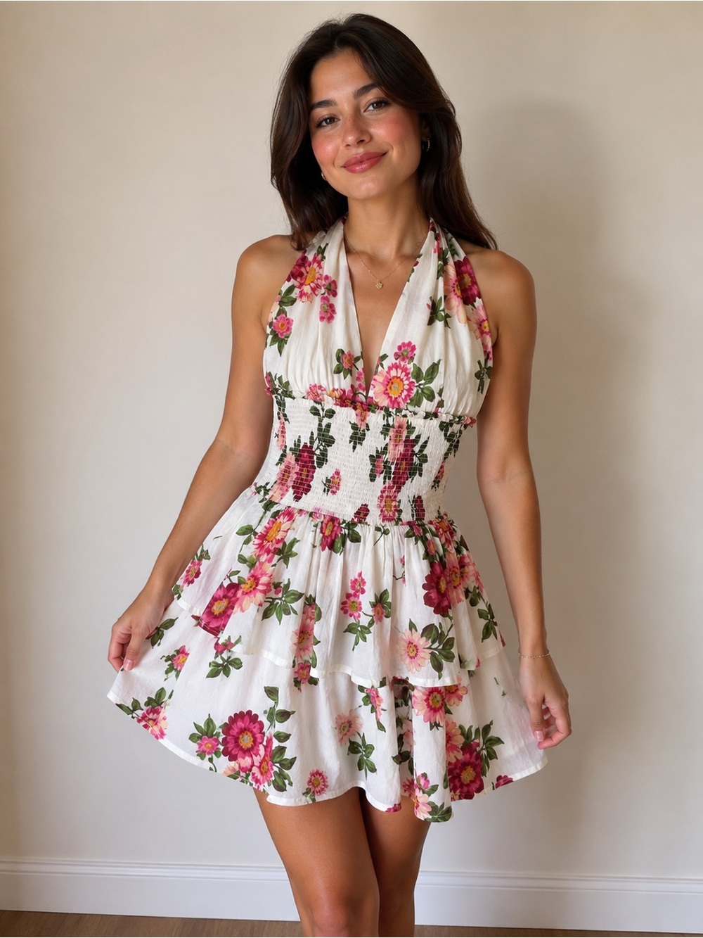 43. | Patrons of Peace | White Halter Mini Dress | L